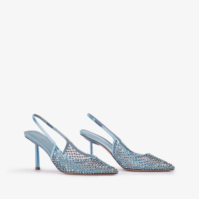 Le Silla Slingback gioiello rete azzurro cielo e Cristalli Offerta speciale