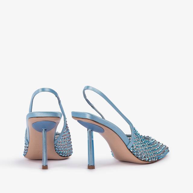 Le Silla Slingback gioiello rete azzurro cielo e Cristalli Offerta speciale