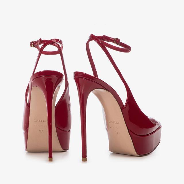 Le Silla Slingback con plateau vernice rossa Grande vendita