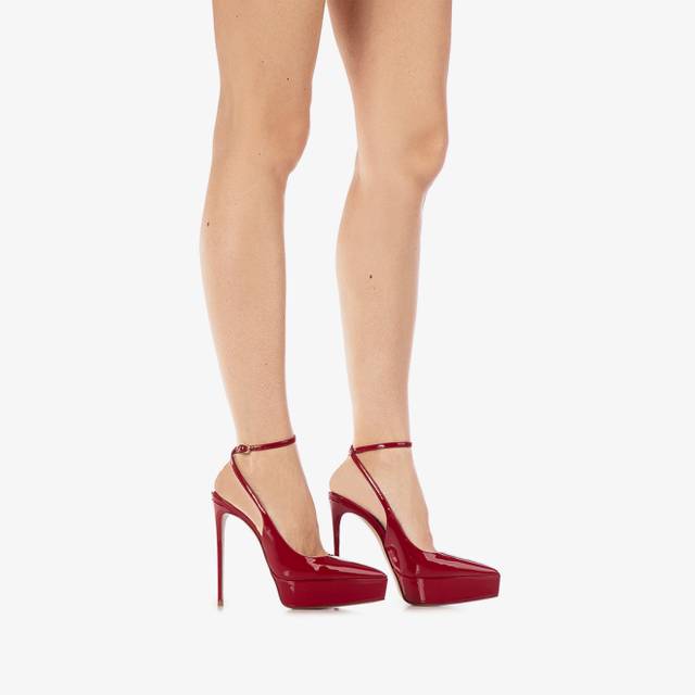 Le Silla Slingback con plateau vernice rossa Grande vendita
