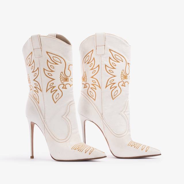 Le Silla Stivaletto d'ispirazione Western denim bianco Offerta Pasqua