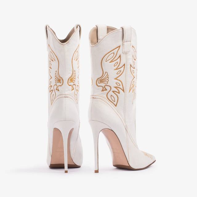 Le Silla Stivaletto d'ispirazione Western denim bianco Offerta Pasqua