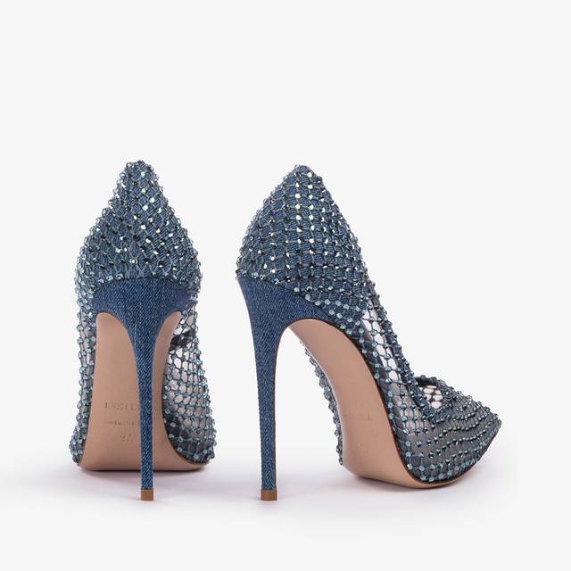Le Silla Décolleté gioiello rete denim blu Offerta Anniversario