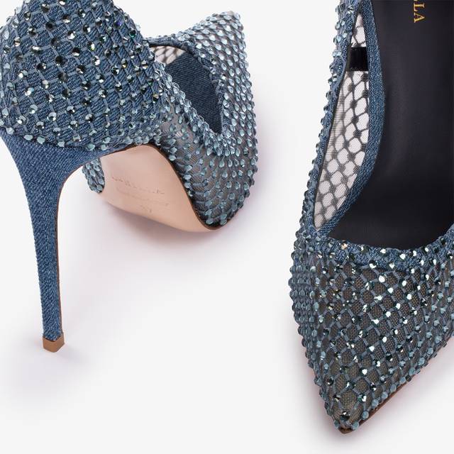Le Silla Décolleté gioiello rete denim blu Offerta Anniversario