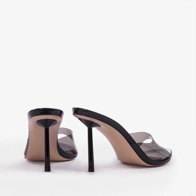 Le Silla Sandalo mule plexy nero Fino al 65% di sconto