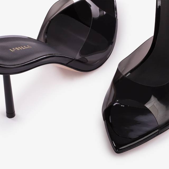 Le Silla Sandalo mule plexy nero Fino al 65% di sconto