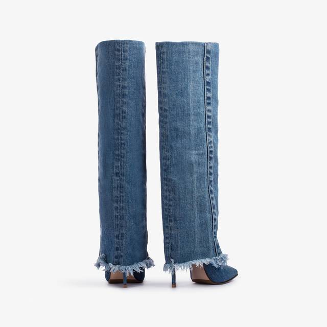Le Silla Stivale con risvolto denim blu Sconti questo mese