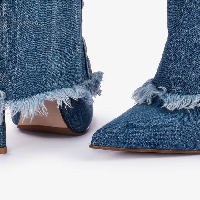 Le Silla Stivale con risvolto denim blu Sconti questo mese