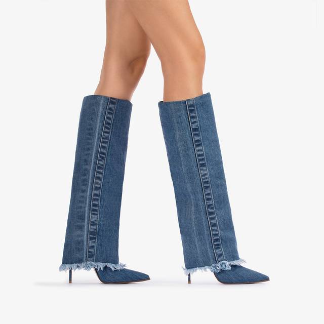 Le Silla Stivale con risvolto denim blu Sconti questo mese