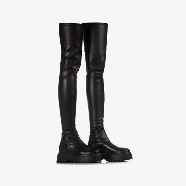 Le Silla Stivale sopra il ginocchio pelle vegan stretch nero Pezzi Unici