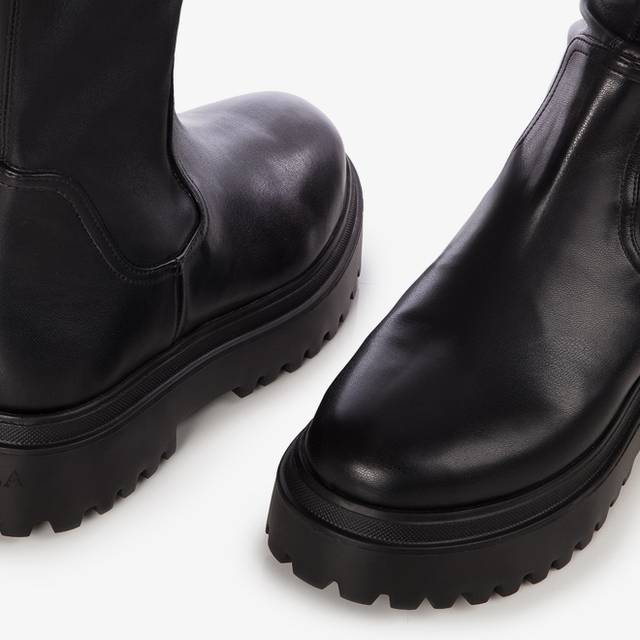 Le Silla Stivale sopra il ginocchio pelle vegan stretch nero Pezzi Unici