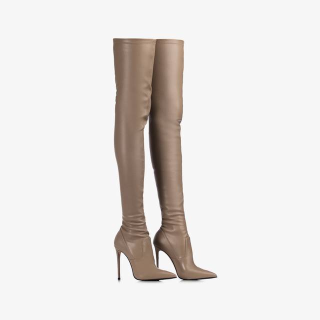 Le Silla Stivale sopra il ginocchio pelle vegan stretch grigio urban Qualità Garantita