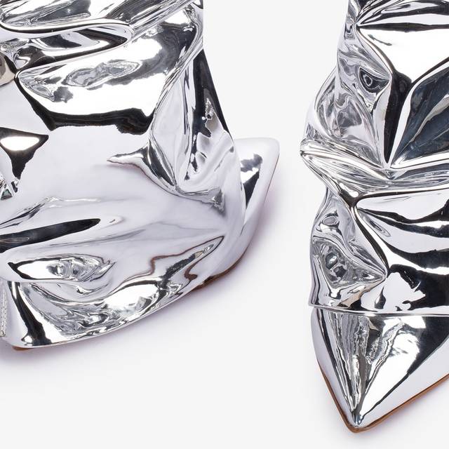 Le Silla Stivale al ginocchio d'ispirazione Western con risvolto metallizzato argento Acquista Ora