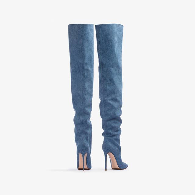 Le Silla Stivale sopra al ginocchio denim oversize blu Affare Del Giorno