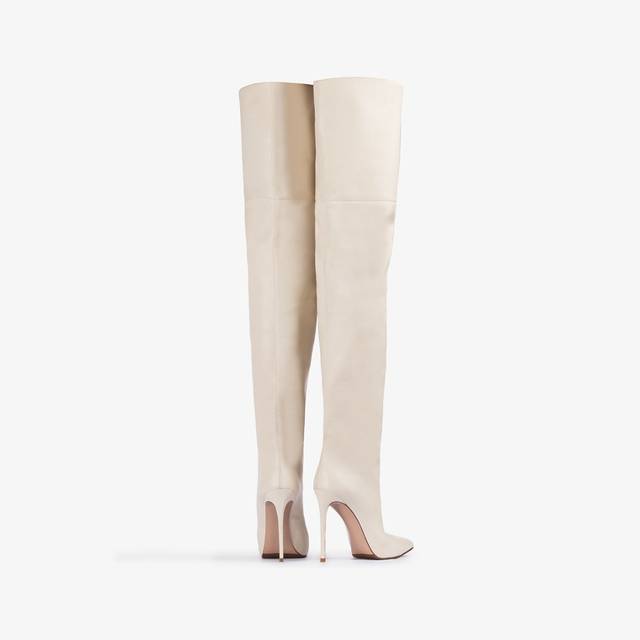 Le Silla Stivale sopra al ginocchio oversize nappa bianco milk Sottocosto