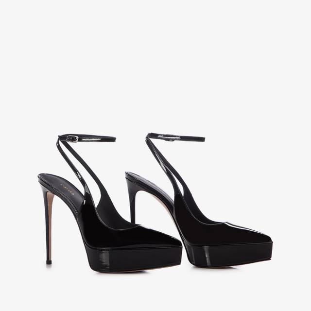 Le Silla Slingback con plateau vernice nera Economico