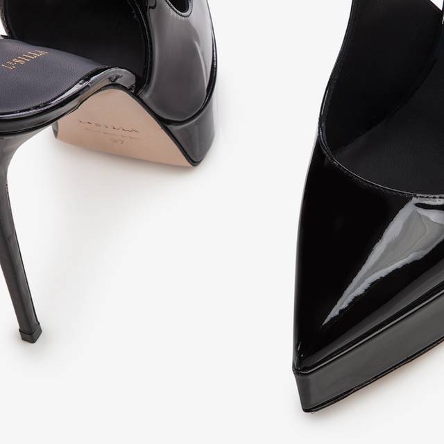 Le Silla Slingback con plateau vernice nera Economico