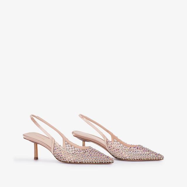 Le Silla Slingback gioiello rete nude skin Vendita Calda