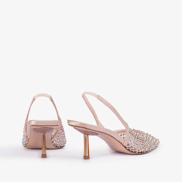 Le Silla Slingback gioiello rete nude skin Vendita Calda