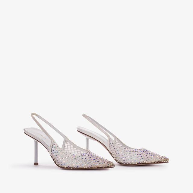 Le Silla Slingback gioiello rete bianca carta e Cristalli Vendita Economica