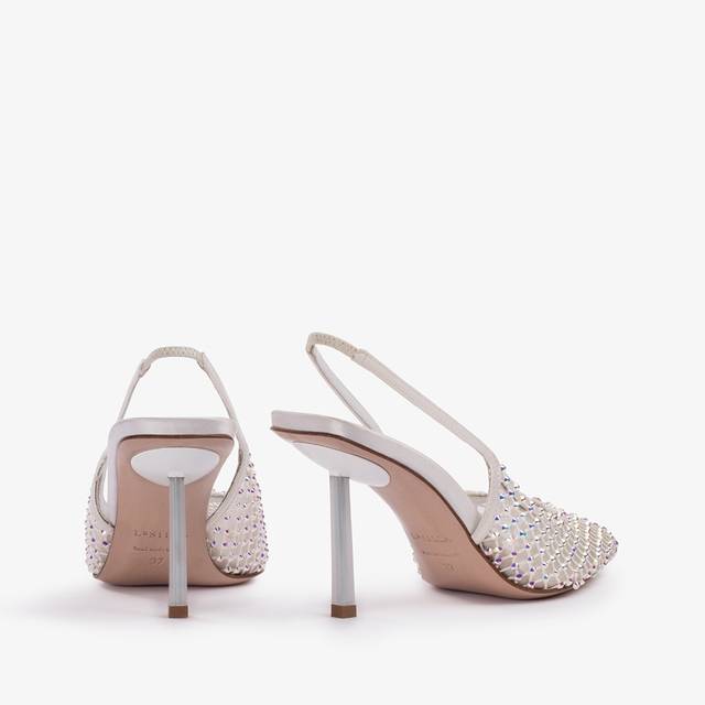 Le Silla Slingback gioiello rete bianca carta e Cristalli Vendita Economica