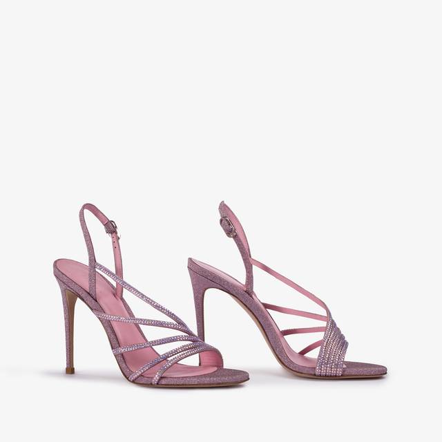 Le Silla Sandalo tessuto glitter rosa dea e Cristalli Sconto di tempo limitato