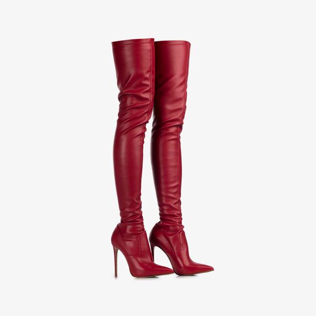 Le Silla Stivale sopra il ginocchio pelle vegan stretch rosso Offerta esclusiva