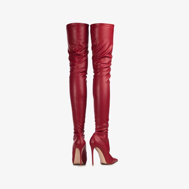 Le Silla Stivale sopra il ginocchio pelle vegan stretch rosso Offerta esclusiva