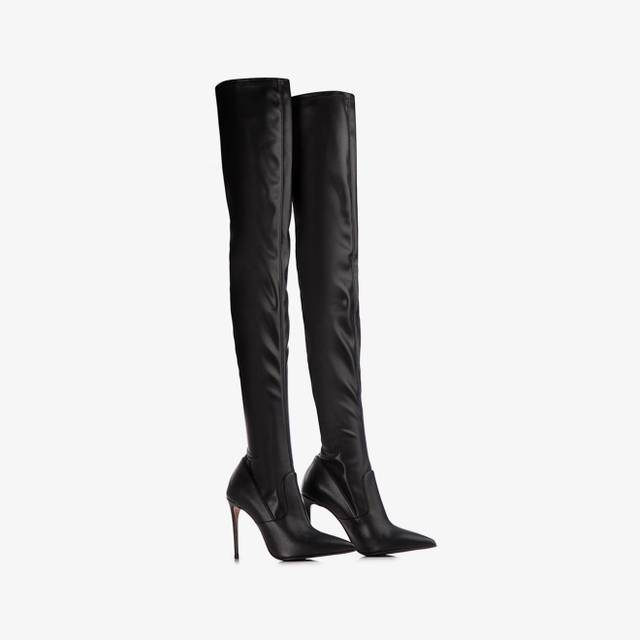 Le Silla Stivale sopra il ginocchio pelle vegan stretch nera Lightning offer