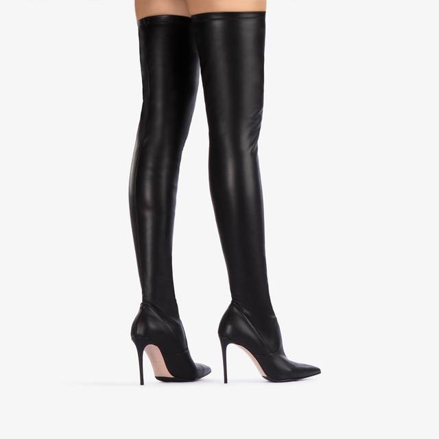 Le Silla Stivale sopra il ginocchio pelle vegan stretch nera Lightning offer