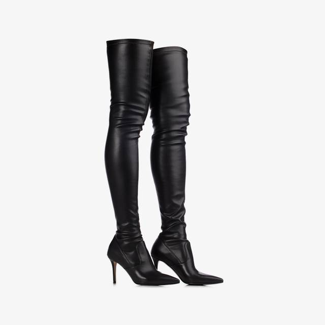 Le Silla Stivale sopra il ginocchio pelle vegan stretch nero Grandi sconti
