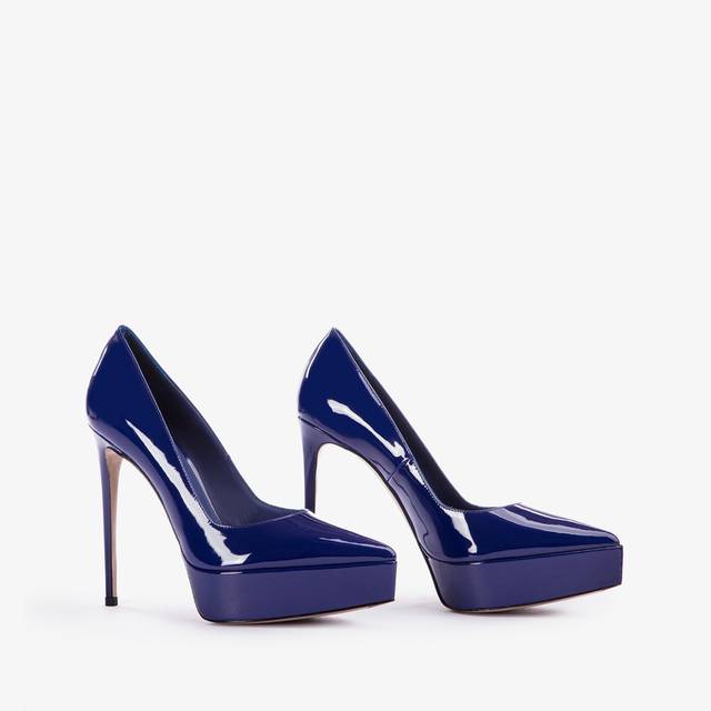 Le Silla Décolleté con plateau vernice blu lazuli Offerte speciali