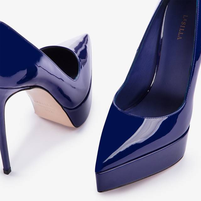 Le Silla Décolleté con plateau vernice blu lazuli Offerte speciali