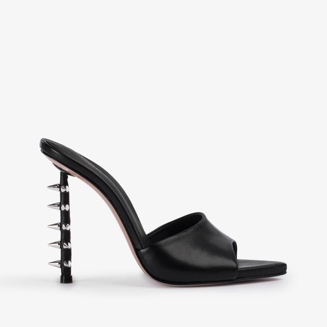 Le Silla Sandalo mule pelle nero con borchie Ultimi due giorni