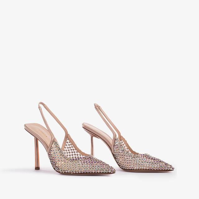 Le Silla Slingback gioiello rete nude skin Sostegno trimestrale