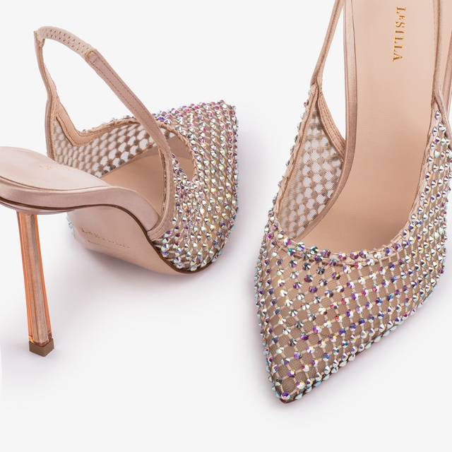 Le Silla Slingback gioiello rete nude skin Sostegno trimestrale