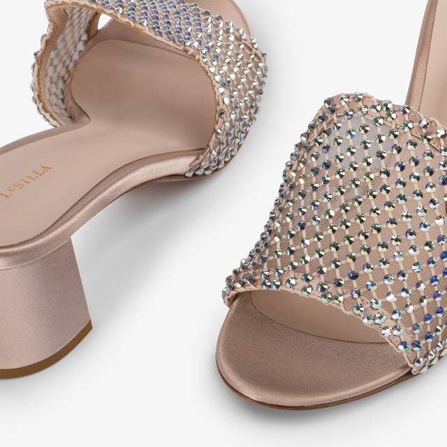 Le Silla Sandalo mule gioiello rete nude skin con Cristalli Fino al 55% di sconto