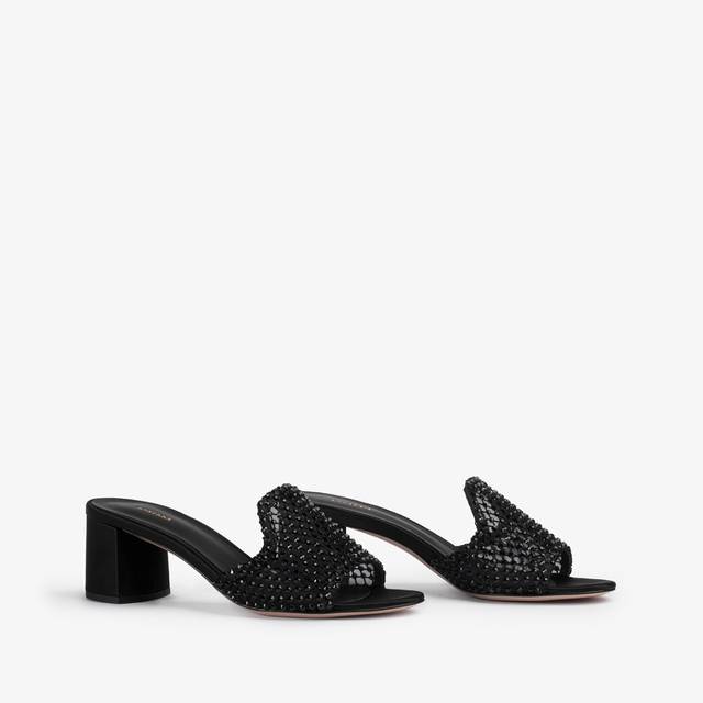 Le Silla Sandalo mule gioiello rete nero jet con Cristalli Discount Store per i nuovi prodotti