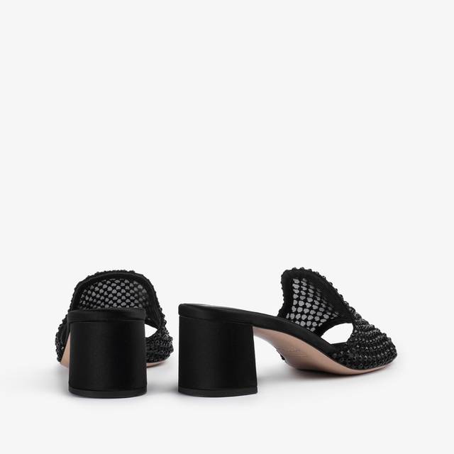Le Silla Sandalo mule gioiello rete nero jet con Cristalli Discount Store per i nuovi prodotti