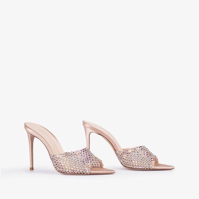 Le Silla Sandalo gioiello rete nude skin con Cristalli In vendita