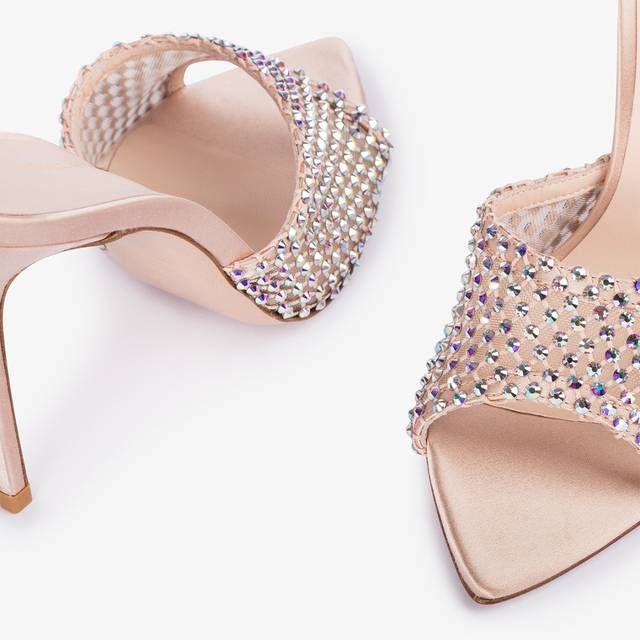 Le Silla Sandalo gioiello rete nude skin con Cristalli In vendita