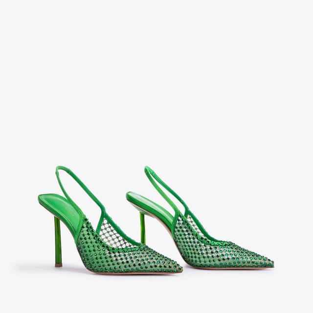 Le Silla Slingback gioiello rete verde emerald Qualità Garantita