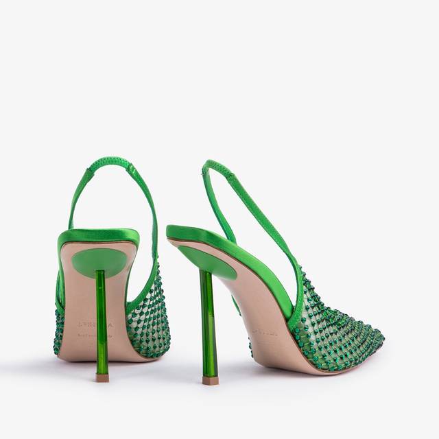 Le Silla Slingback gioiello rete verde emerald Qualità Garantita