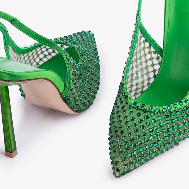 Le Silla Slingback gioiello rete verde emerald Qualità Garantita