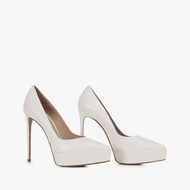 Le Silla Décolleté con plateau pelle bianca carta Consegna Veloce