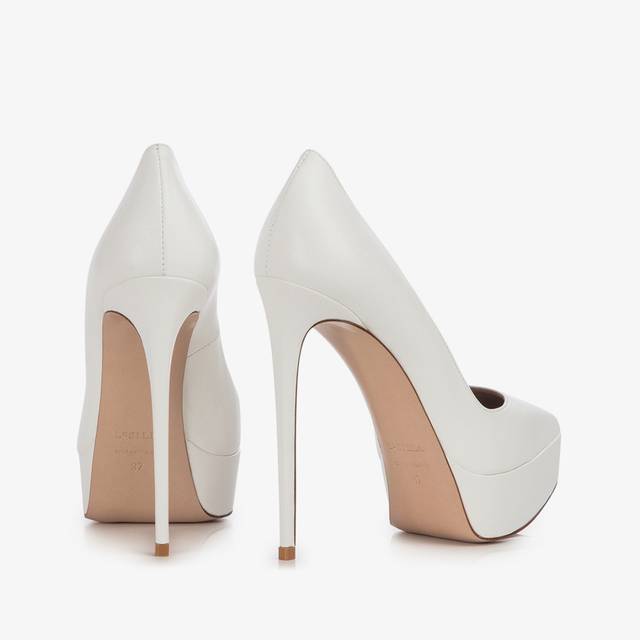 Le Silla Décolleté con plateau pelle bianca carta Consegna Veloce