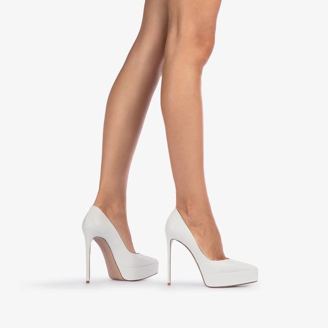 Le Silla Décolleté con plateau pelle bianca carta Consegna Veloce