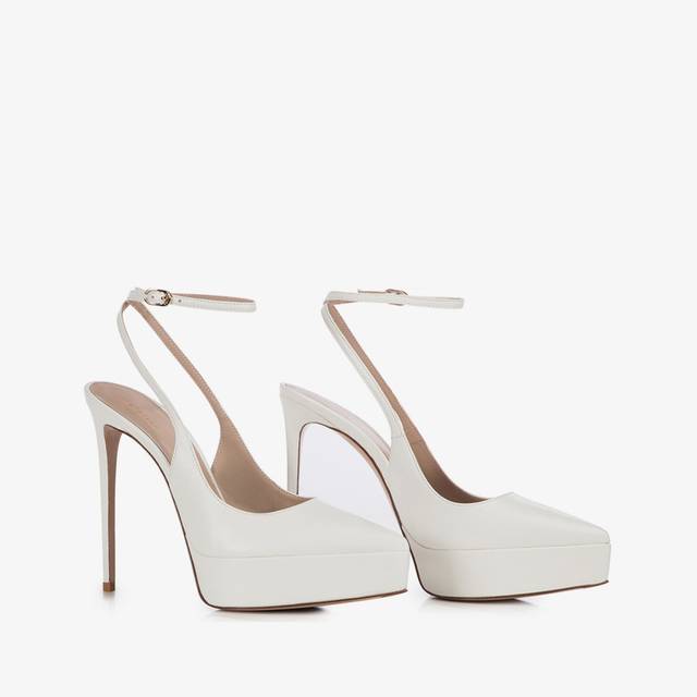 Le Silla Slingback con plateau pelle bianca carta Promozione Limitata
