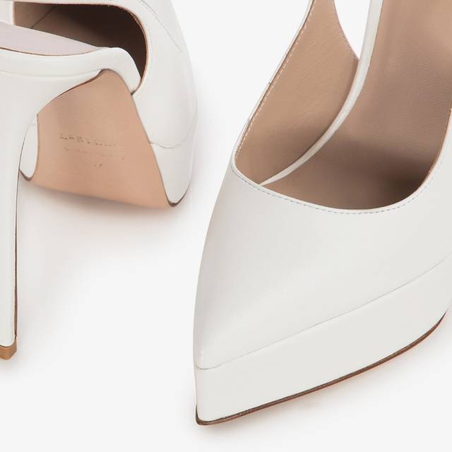 Le Silla Slingback con plateau pelle bianca carta Promozione Limitata