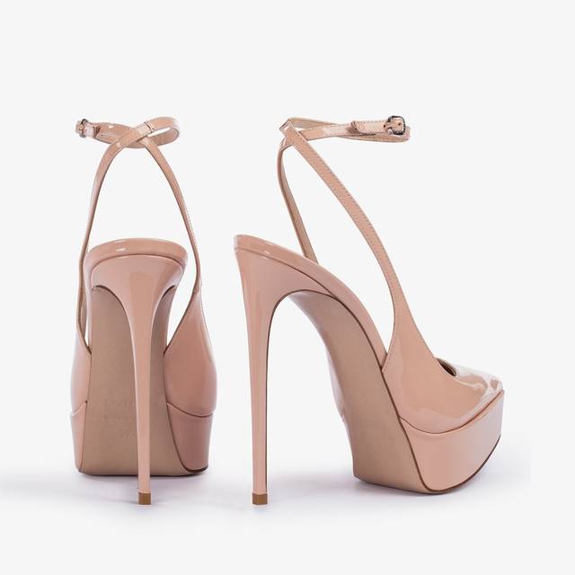 Le Silla Slingback con plateau vernice nude skin Fino Al -60%